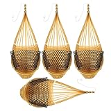 Sewroro 4 Stück Hängekorb aus Bambusgeflecht für Wanddekoration Orchideenkörbe...