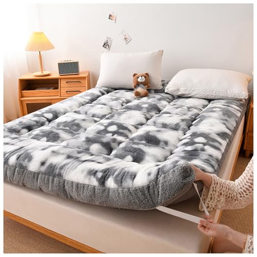 HUMAJORY Futón Japonés, Colchón Portátil de Tatami Grueso, Colchón Plegable for Dormitorio de Invitados.(Gray,180x200cm)