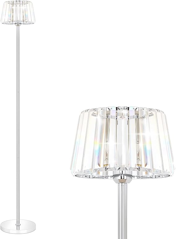 Ralbay Elegant Crystal Floor Lamp, Modern Minimalist Bedroom K9 Crystal