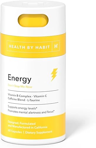 Suplemento energético, vitaminas B1, B2, B6, B12, mezcla natural de cafeína, 60 cápsulas