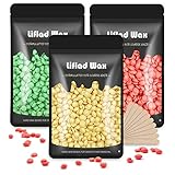 Liflad Wax Beads for Coarse Hair Removal Kit – 3 Pack Depilatory Hard Wax Beans with Spatulas – Wax