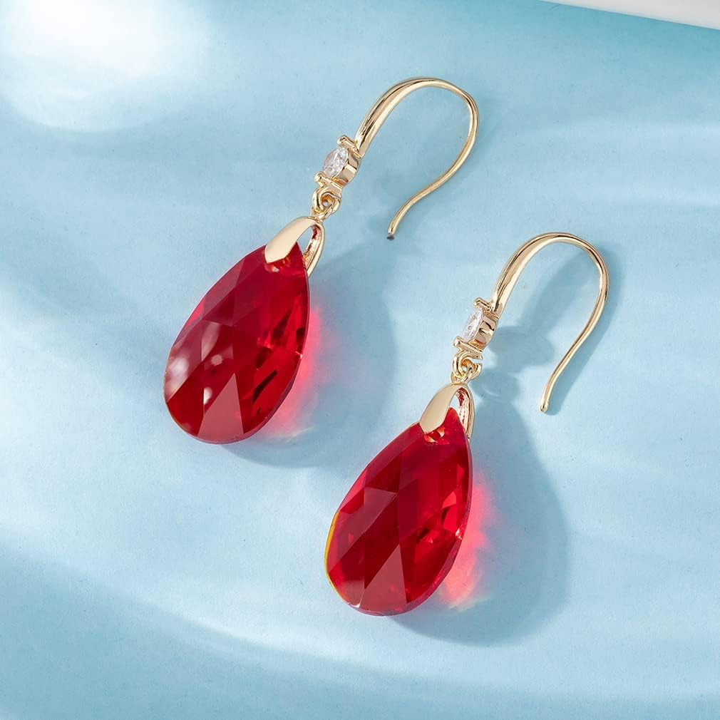 Austrian Crystal Teardrop Dangle Drop Earrings for Women 14K Gold Plated Hook Earring Hypoallergenic Jewelry Gifts for Women Girls - Image 3