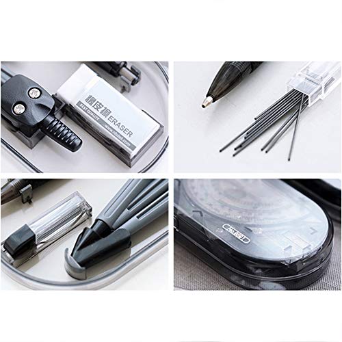 Math Geometry Kit Set,Student Supplies Drawing Compass Includes Rulers Protractor Compass Pencil lead refills Pencil Eraser for Student Kid Teacher Worker - Thumbnail 3