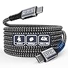 Cable USB-C a USB-C de 20 pies/19.7 ft, video 4K a 60 Hz, carga rápida PD de 240 W, cable USB-C de nailon trenzado duradero para MacBook, Samsung Galaxy, iPad, iPhone 17/16/15