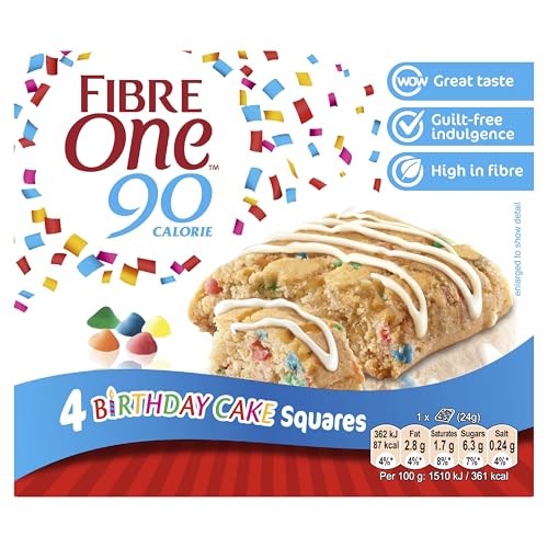 Fibre One 90 Calorie 4 Birthday Cake Squares 4 x 24g