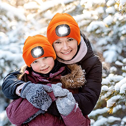 Ocatoma Gifts For Kids Boys Girls Unisex Beanie Hat With Light Led Usb Rechargeable Headlight Warm Winter Knit Cuffed Hat Pink #TOP6