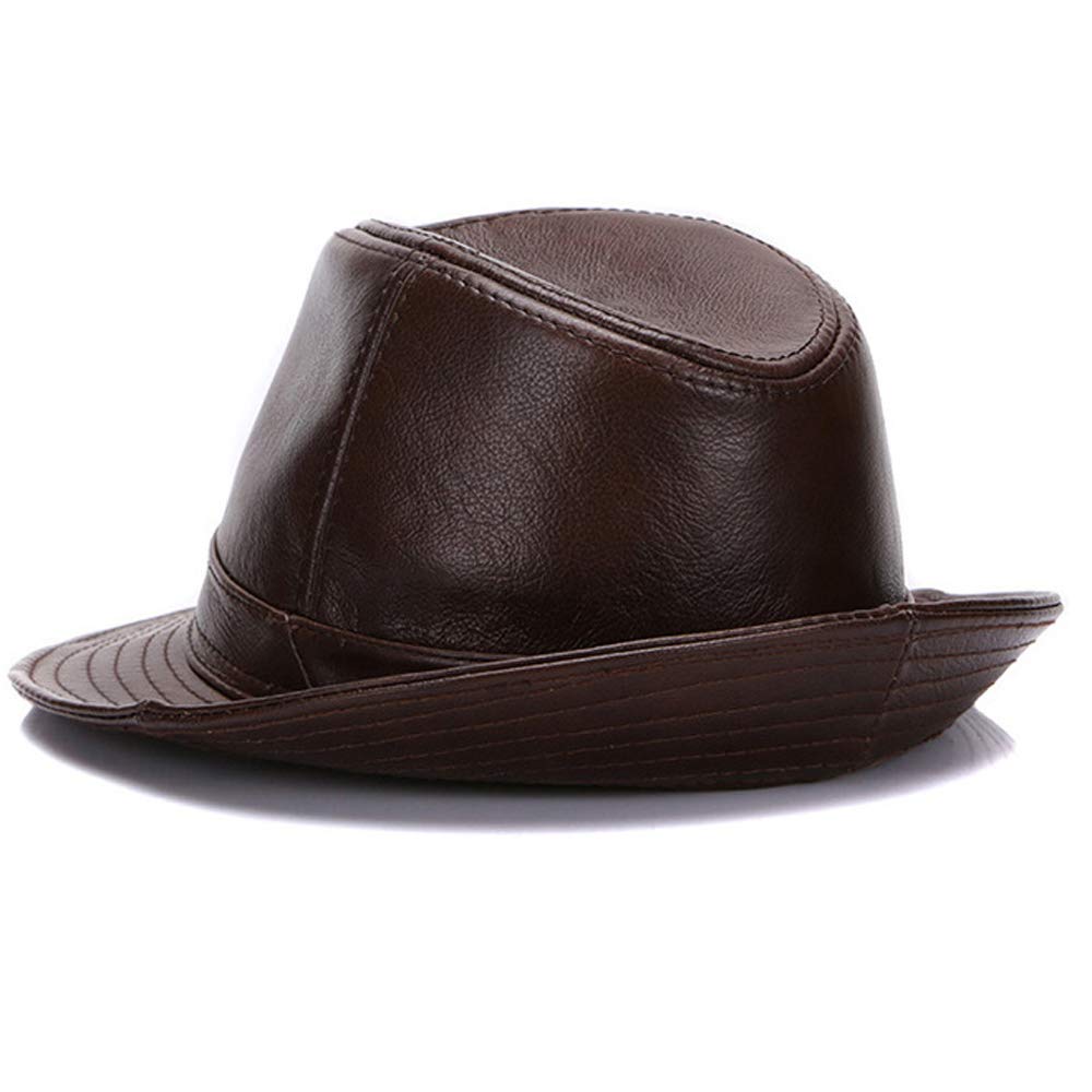 Sombrero unisex de cuero vacuno para hombre, sombrero de jazz para hombre de otoño e invierno, sombrero de copa, gorra de mediana edad