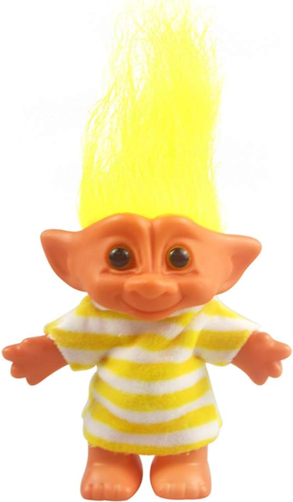 Vintage Troll Dolls Chromatic Adorable for Collections, School Project, Arts and Crafts, Party Favors - 7.5" Tall Yellow(Include The Length of Hair)