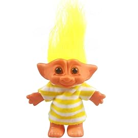 Vintage Troll Dolls Chromatic Adorable for Collections, School Project, Arts and Crafts, Party Favors - 7.5 Tall Yellow(Include The Length of Hair)