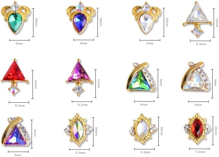 Factory Outlet Nail Art Alloy Jewelry Turntable Nail Shaped Metal Color Diamond Phototherapy Nail Art Decoration 12 Styles - Rhinestones & Decorations - - (Color: White)