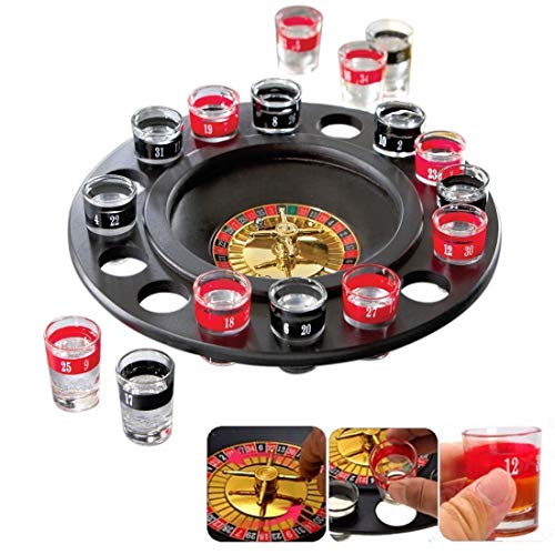 Image of Go Hooked Roulette Drinking Game Set with 16 Black & Red Shot Glasses, Casino Gambling Party Games for Adults