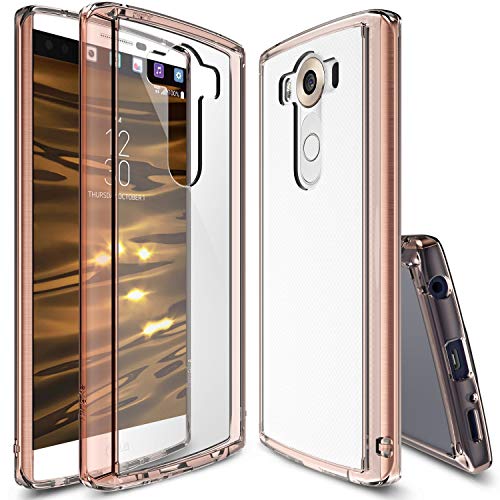 Ringke Fusion Compatible with LG V10 Case Crystal Clear PC Back TPU Bumper with Screen Protector Drop Protection, Shock Absorption Technology for LG V10 - Rose Gold