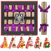 Kuckoo Crackers - The Great Christmas Quiz Christmas Crackers – Ultimate Family Trivia Game Quiz with Festive Key Rings, Emoji Riddles, Logos, Country Hunts & Brain-Teasing Challenges | Pack of 6