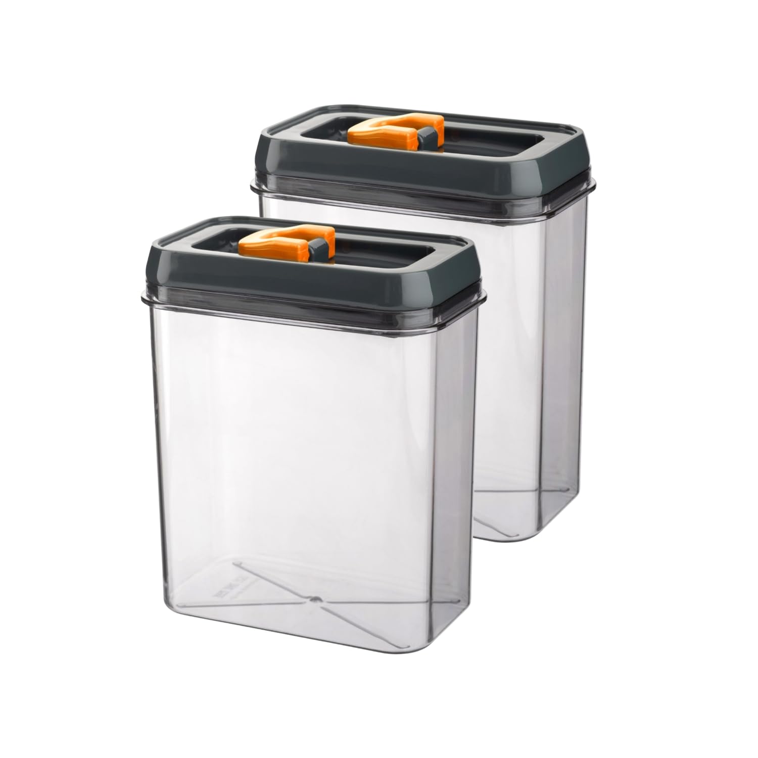 Homeshopa.com Orange Homeshopa Airtight Food Storage Containers With Click Seal Lid 1.8 Litres, 2 Pack Clear Plastic Canisters, Kitchen & Pantry Organisation, Durable, Ideal For Pasta Cereal, Flour & Sugar