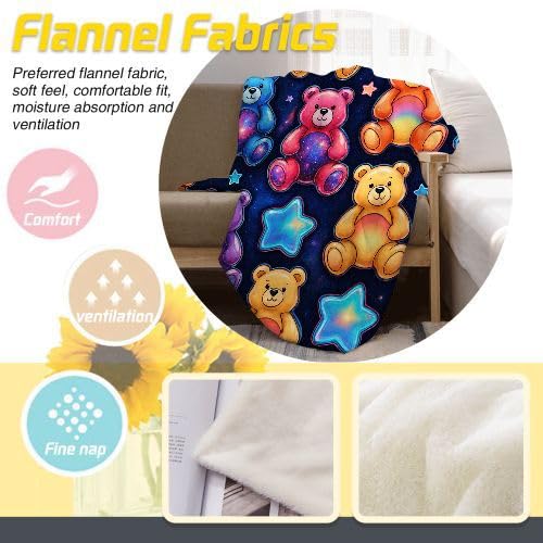 Mantas para Sofas Grandes 220x240 Oso Colorido, Manta Termica Franela Mantilla Felpa para Cama 135/150, Mantitas Polar Suave y Cálida para Perro Mascota Habitacion Dormitorio