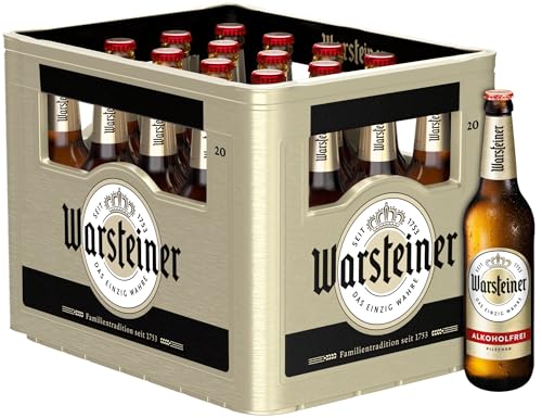 Warsteiner Premium Pilsener Alkoholfrei Flaschenbier, MEHRWEG im Kasten, Alkoholfreies isotonisches Pils Bier, 20er Kiste (20 x 0.5 l)