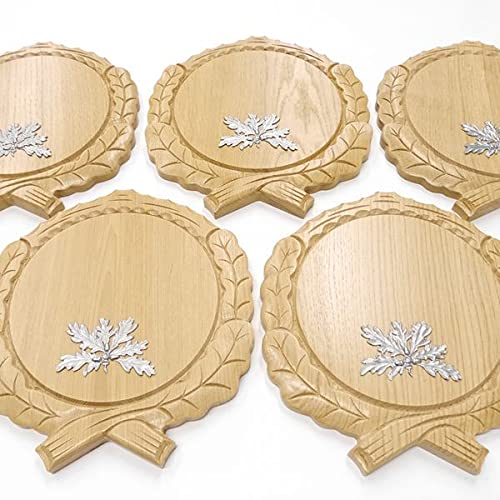 5 placas de cuña talladas de roble claro AF 19 cm con 5 hojas de roble de 6 hojas