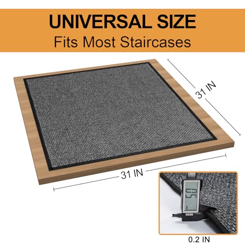 Stair Treads Carpet for Wooden Steps, Non Slip Landing Mat Rug Whit Rubber Backing, Polyester Soft Stairs Resistant Indoor Skid Runner Safety Rugs for Family, Absorbent Washable 31" x 31" Dark Gray by SUMLANS - Used condition - Image 7