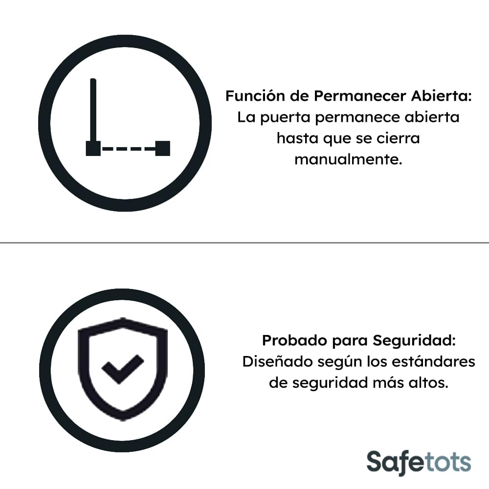 Safetots Barrera Elite de Seguridad para Bebés, 171cm - 180cm, Blanca Mate, Barrera de Presión para Escaleras, Puerta de Seguridad para Bebés para Puertas, Pasillos y Espacios, Barrera de Seguridad
