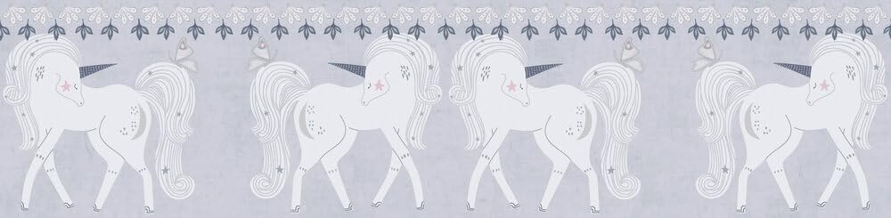 Papier peint intissé à motif licorne gris rose blanc pour chambre enfant A.S. Création Borte 5m