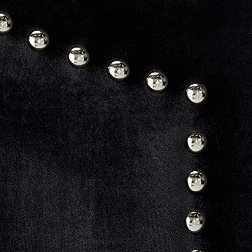 Iconic Home Tal. Headboard Velvet Upholstered Double Row Silver Nailhead Trim Modern Transitional, Twin, Black,Fhb9063-An #TOP5