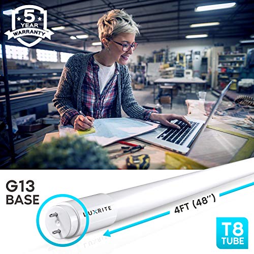 image for Luxrite 4FT T8 LED Tube Light, Ballast and Ballast Bypass Compatible, 
