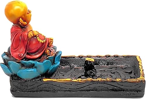 Miniatura 9 de Baby Buddha Lotus - Soporte para incienso alto y largo, bandeja de cenizas, quemador, meditación, budismo, humo, aromaterapia, decoración espiritual
