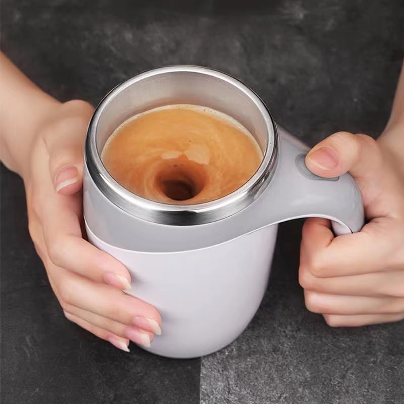 Zelfroerende mok: 380 ml elektrische koffiemok, automatische magnetische roerbeker, roestvrijstalen beker met deksel, mengbeker, roerkoffiekop voor koffie, cacao, thee, sap, melk