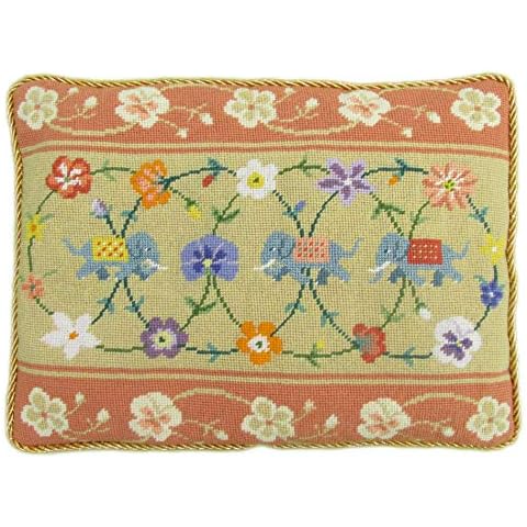 The Fei Collection Indian Elephants Antique Needlepoint Tapestry Kit Cover