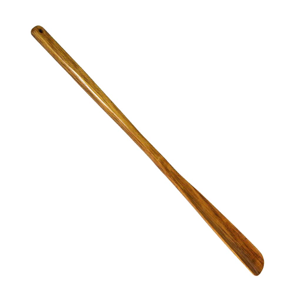 Herienta - Calzascarpe in legno con manico, 58 cm, facile da indossare, in legno massello marrone per una comoda e comoda calzatura