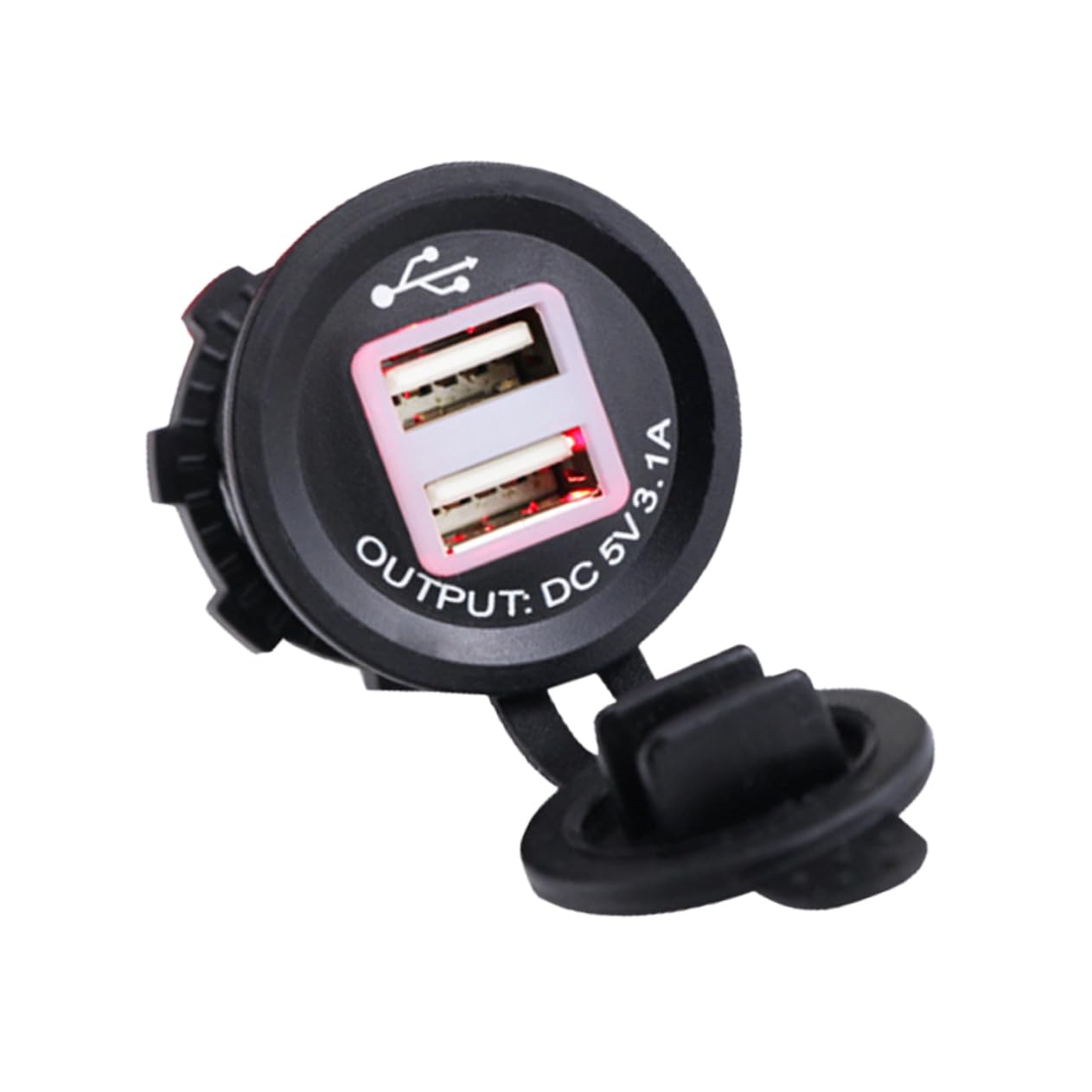SHERCHPRY 3pezzi Caricabatterie Usb Doppio Per Auto e Con Luce Rossa Presa Alimentazione Per Cellulari e Compatibile Con Veicoli