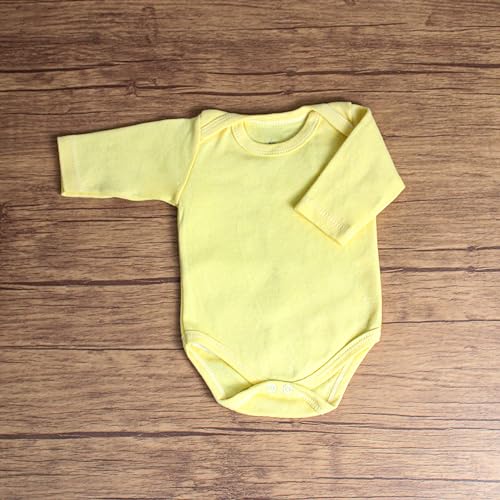 Conjunto de Body Mijão Touca Luva Sapatinho Bebê Menina Recém Nascido (Amarelo, RN)