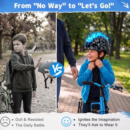 Lemmeko Toddler Bike Helmet with LED Lights for Boys 2-6 Years - 2