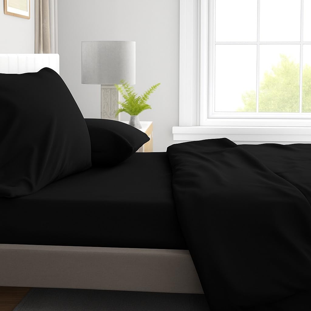 Drap-housse En Microfibre 82g - 160x200 Cm, Bonnet 30 Cm, Bleu Ciel, Facile D'entretien