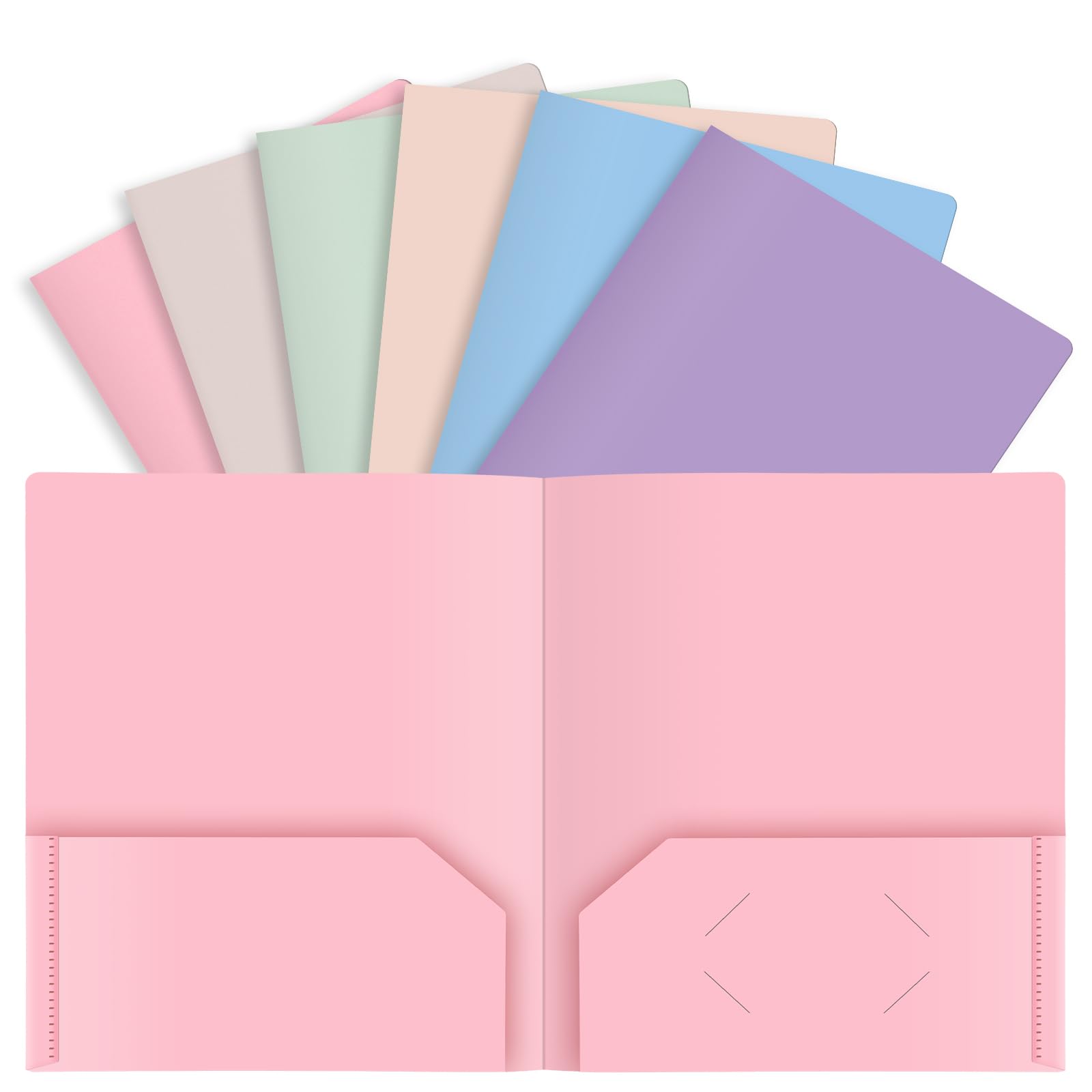 Plastic Folders with Pockets - Multicolor, 6 Pack, Durable 2-Pocket File Folders with Business Card Slot, Letter Size for School, Office, Home