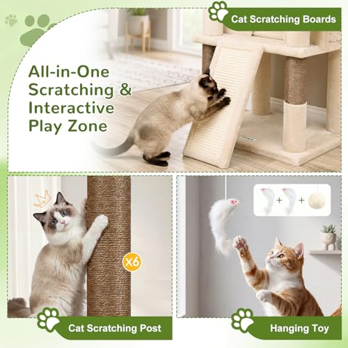 Image of Globlazer 81in Cat Tree for Large Cats, Extra Tall Tower, F81H, Beige