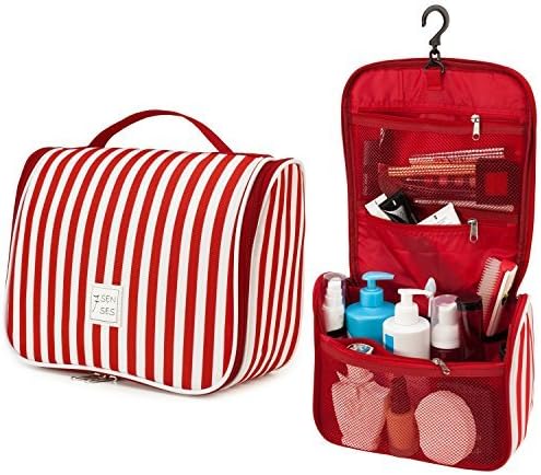 7Senses FLASH SALE! Hanging Toiletry Bag - Large Capacity Travel Bag for Women and Men - Toiletry Kit, Cosmetic Bag, Makeup Bag- Travel Accessories, Ruby Red