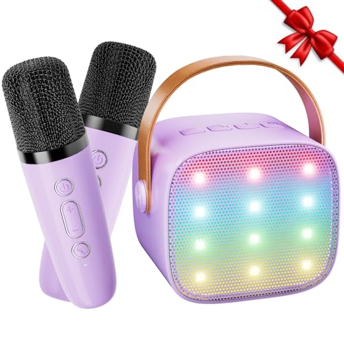 Ankuka Karaoke 2 Micrófonos Karaoke Infantil Bluetooth con Micrófono Inalámbrico Altavoz con Luces LED Regalo Niña Juguete Que Cambia de Voz Morando