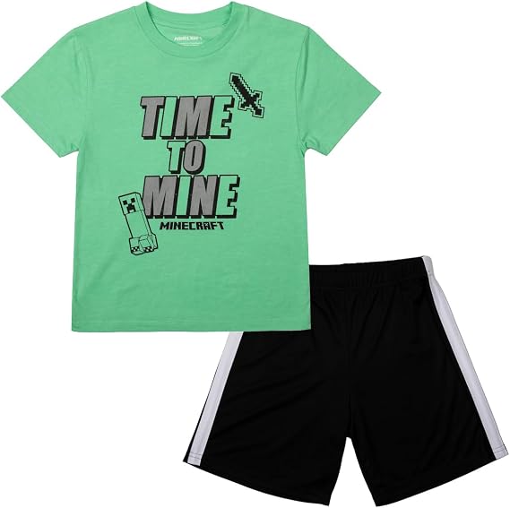 Minecraft Boys 3-Pack Shirt Set - Includes Two Tees and Mesh Shorts