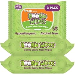 Boogie Gentle Saline Nose Wipes Fresh Scent - 90 Count | Hypoallergenic & Alcohol-Free, Allergy Relief, Made with Natural Saline, Aloe, Chamomile & Vitamin E, Diaper Bag Essential