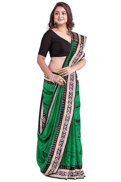 Image of Handmade Pure Bomkai Silk Saree Khandua Natural Silk Ikkat Saree For Women /Ethnic Wear /Traditonal Saree /Handloom Saree With Regular Fit Blouse Piece