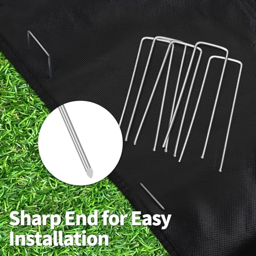 CEWOR 200 Pack Landscape Staples 4 Inches, Galvanized Metal Garden Stakes Landscaping Landscape Fabric Staples Sod Pins for Lawn, Barrier Fabric, Garden Fence, Ground Cover