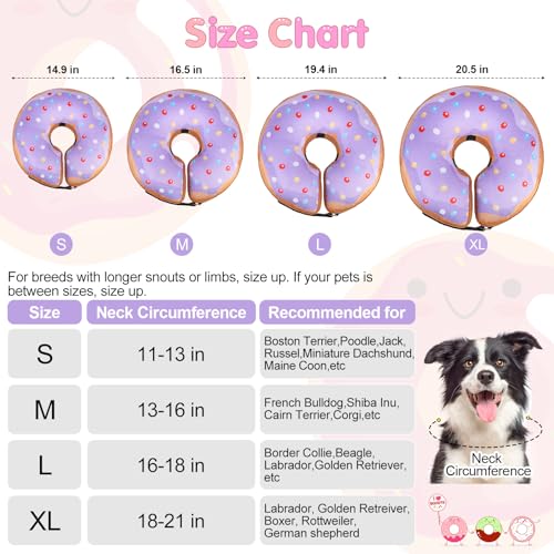 BEAUTYZOO Dog Cone Alternative After Surgery for Large Medium Small Dogs, Soft Inflatable Cone Collar for Dogs Cats, Dog Neck Donut E Collar Dog Recovery Collar to Stop Licking, Purple Donut, L