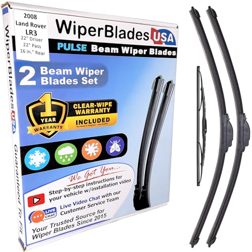 Wiper Blades fits Land Rover LR3 2008 Set/3 w/1yr Wear Warranty -EZ Install