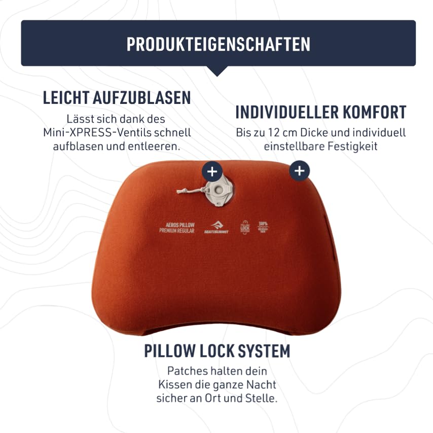 Image of Sea to Summit Aeros Premium Inflatable Travel Pillow, Regular, Mediterranean