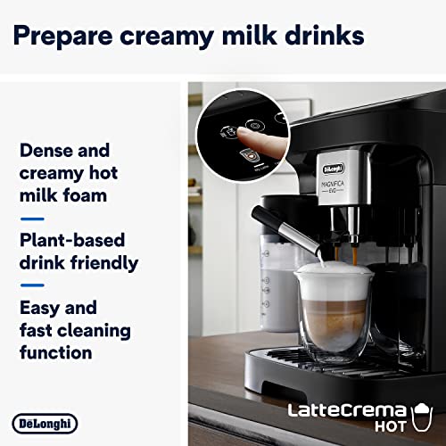 De'Longhi Magnifica Evo, Bean to Cup Coffee and Cappuccino Maker, 1450 watts, 250g bean container, 1.8L water container, ECAM292.81.B, Plastic, Black - Image 5