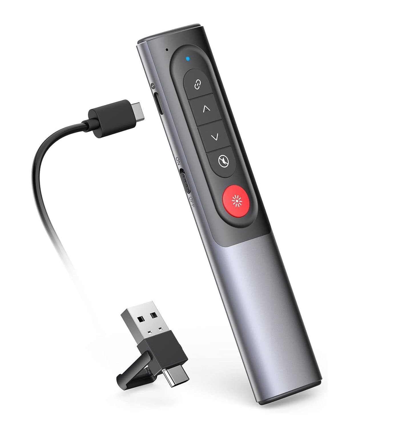 MOXYOY Presentation Clicker, Wireless Slide Remote, Rechargeable with Volume Control for PPT/Keynote