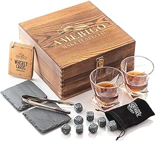  : Whisky Gifts for Men, Whiskey Stones & Whiskey Glasses Set, Cool Stuff Bar Accessories Reusable Ice Cubes, Mens Birthday Gift Ideas for Him Boyfriend