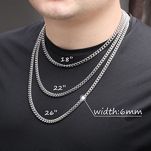 Image of JoycuFF Mens Cuban Link Chain Necklace for Son from Dad Mom Stainless Steel 6MM Hip Hop Birthday Granduation Jewelry for Men