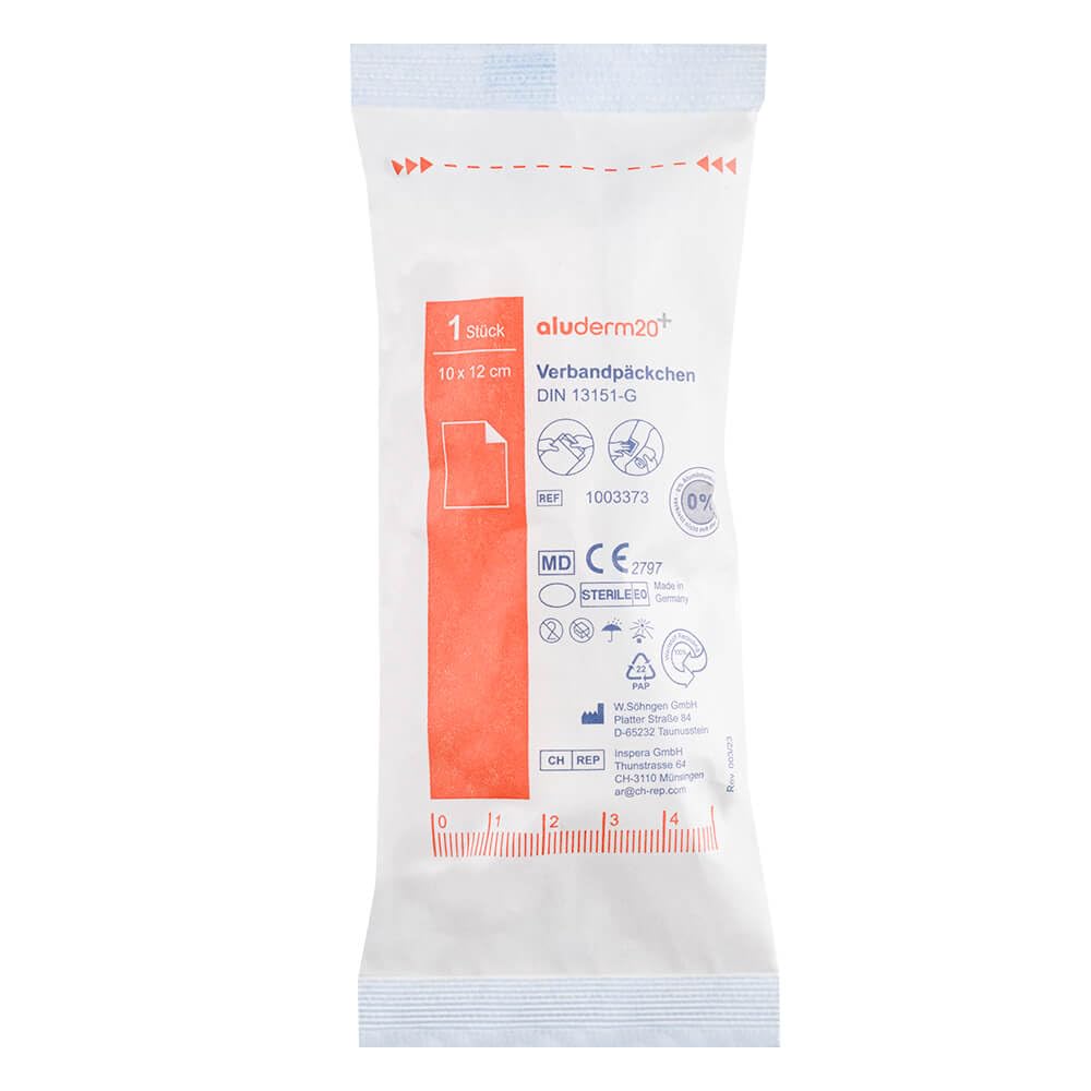 aluderm by Söhngen BIGPACK ALUDERM Verbandpäckchen groß, 10x12cm Wundkompresse, 4m x 10cm, 250 ST, Art.-Nr. 1003373